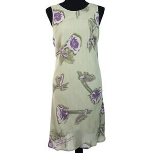Wild Fable Sage Green & Purple Roses Midi Dress Floral Grunge Fairy Y2K Style L